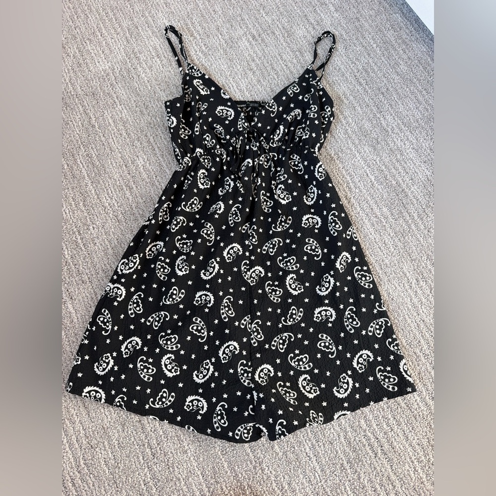 Bershka black-and-white paisley print romper